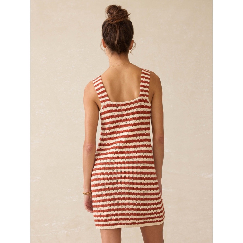 Faherty Seacoast Crochet Sleeveless Dress Sorrento Sand Women's Medium Boho-Chic - Picture 3 of 13